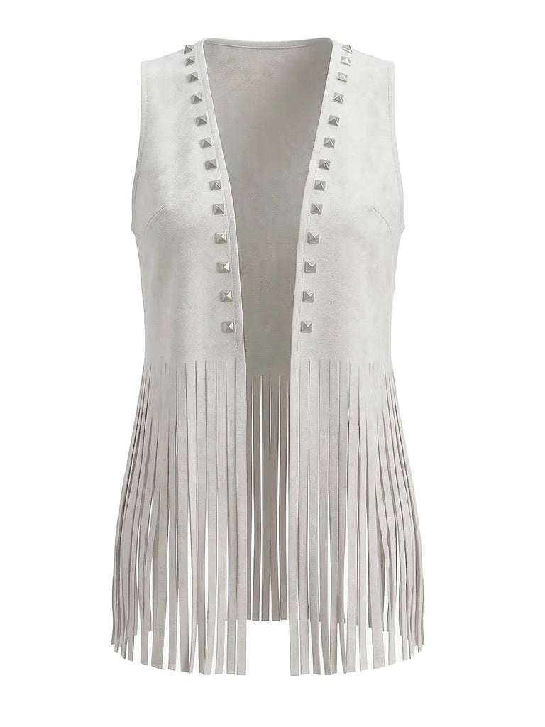 Gilet Western à Franges et Clous en Daim Années 30