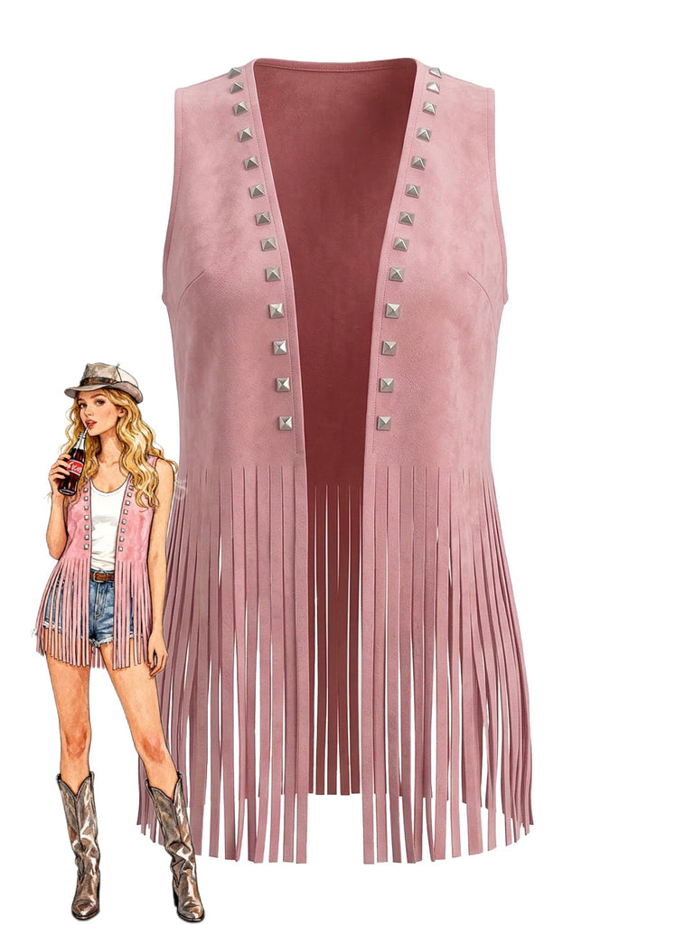 Gilet Western à Franges et Clous en Daim Années 30