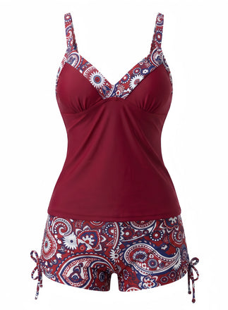 Bohème Bride Col en V Tankini Ensemble Années 1970 2