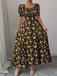 Florale Manches Bouffantes Midi Robe Années 1940 8