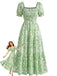 Robe Florale Col Carré Froissé Années 1940