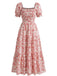 Robe Florale Col Carré Froissé Années 1940 6