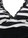 Maillot de Bain Une Pièce Zèbre Filet Imprimé Noir et Blanc Années 1940 3