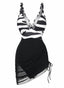 Maillot de bain une pièce résille motif zèbre noir et blanc années 40