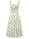 Florale Noué Devant Col Carré Midi Robe Années 1940 9