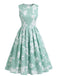 Robe Plissée Sans Manches à Ligne A Floral Années 40