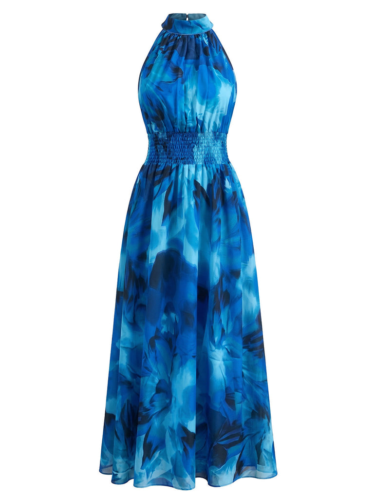 Robe Sans Manches Floral Tie-Dye Années 40