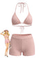 Maillot De Bain Triangle Short Taille Haute Rose Années 1940