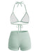 Ensemble Bikini Texturé Halter Uni Triangle Années 1940 7
