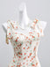 Robe Col Cœur à Bretelles Nouées Petites Fleurs Beige Années 1950
