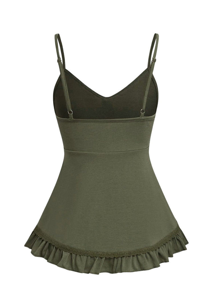 Top Cami Brodé Floral avec Dentelle Années 50