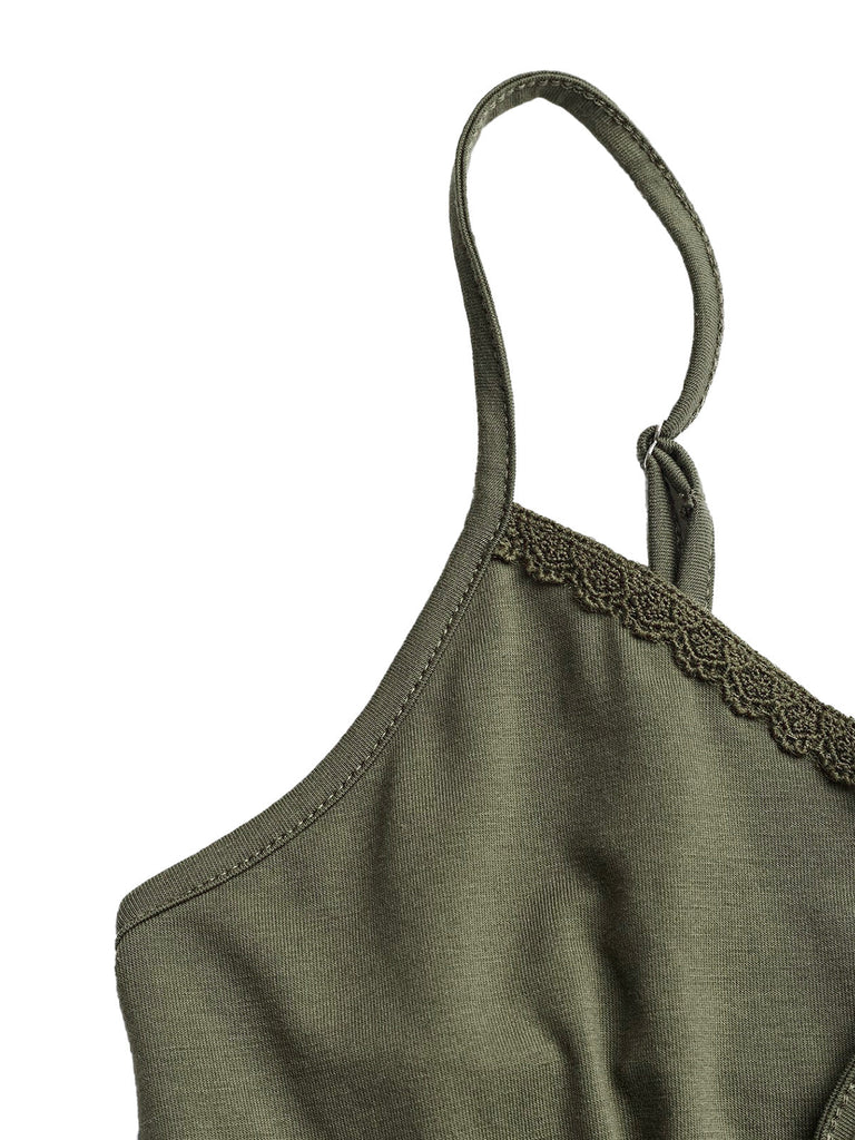Top Cami Brodé Floral avec Dentelle Années 50