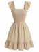 Robe Smockée Col Carré à Manches à Volants Années 1950 6
