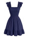 Robe Smockée Col Carré à Manches à Volants Années 1950 2