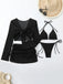 Ensemble Bikini Halter Crochet Uni et Cache-Maillot Années 50