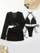 Ensemble Bikini Halter Crochet Uni et Cache-Maillot Années 50