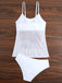 Ensemble Tankini en Maille à Bretelles Fines Imprimé Palmiers Années 1950
