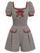 Combishort à Manches Bouffantes Imprimé Framboises Marron Années 1950