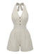 Combishort Dos-Nu Rayé Taille Cintrée Beige Années 1950