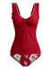 Ensemble Tankini Floral Froncé à Bretelles Volantées années '50