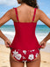 Ensemble Tankini Floral Froncé à Bretelles Volantées années '50 3