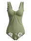 Tankini Vert Bretelles À Volants Imprimé Fleurs Années 1950