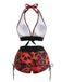 Ensemble Bikini Tête de Mort Gothique Halter Années 1950 8