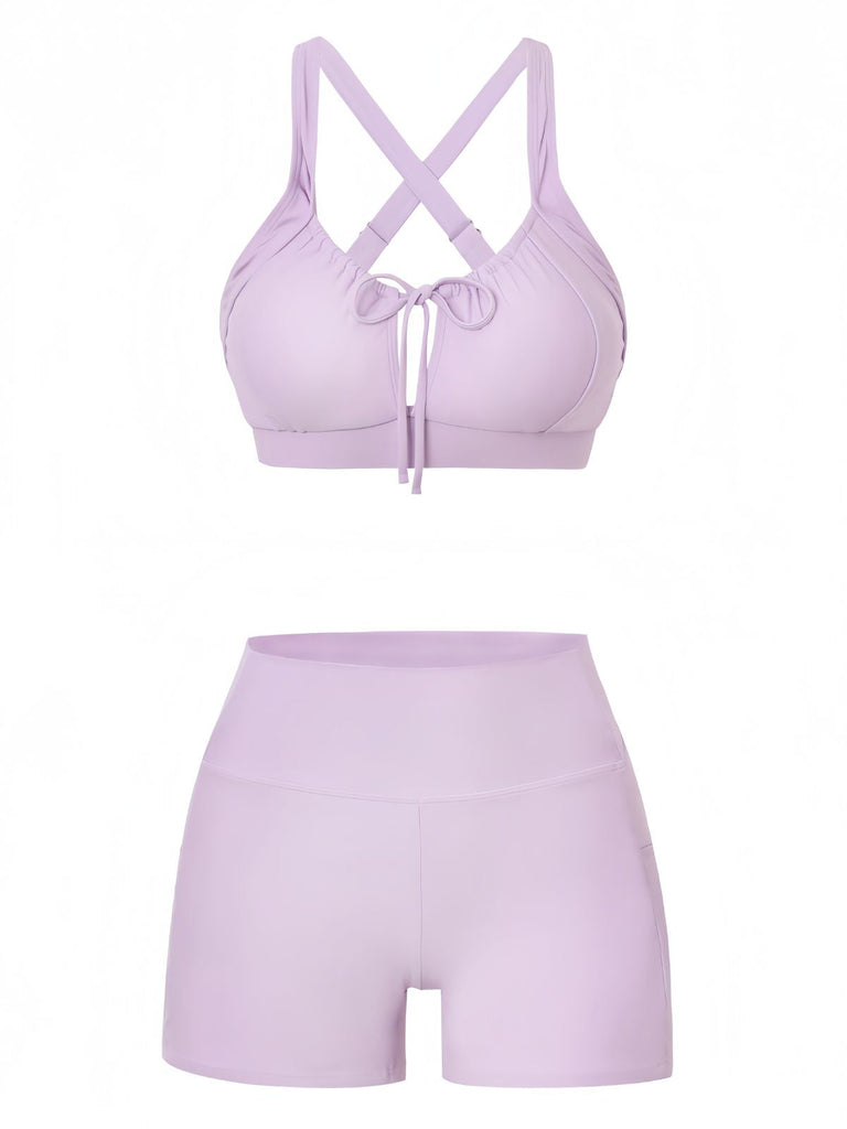 Ensemble Bikini Froncé Uni Années 1950 5