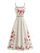 Florale Smockéé Bretelles Spaghetti Robe Années 1950