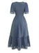 Col Carré Broderie Jacquard Smockéé Robe Années 1940 9