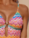Maillot de Bain Une Pièce Imprimé Chevron avec Anneau Cœur Multicolore Années 1950 5