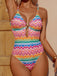 Maillot de Bain Une Pièce Imprimé Chevron avec Anneau Cœur Multicolore Années 1950 3