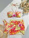 Ensemble 2 Pièces Bikini Dos-Nu Floral & Cache-Maillot Moulant Années 1960