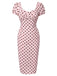 [Prévente] Robe rose pois col carré et manches bouffantes années 1960