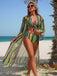Ensemble Bikini Lacé à Rayures Verticales et Cache-Maillot Années 60