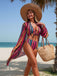 Ensemble Bikini Lacé à Rayures Verticales et Cache-Maillot Années 60