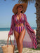Ensemble Bikini Lacé à Rayures Verticales et Cache-Maillot Années 60