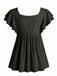 Top Babydoll à Manches Volantées Brodé Floral Années 70