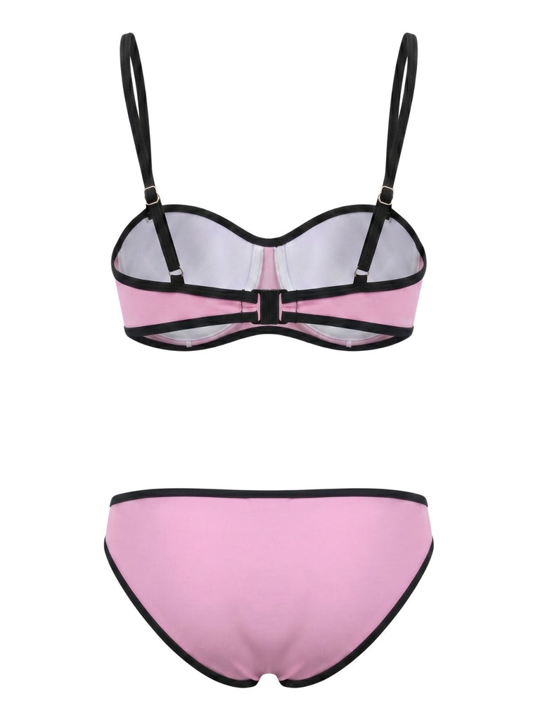 Ensemble Bikini à Bretelles Fines Bicolore Années 70