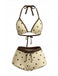 Ensemble Bikini Dos-Nu à Pois Jaune Crème Années 1980
