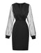 Robe moulante en résille paillettes unie et col en V années 1960