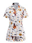 Ensemble pyjama blanche à col cranté Halloween années 1950