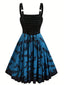 [Grande taille] Robe bleue à lacets chauve-souris Halloween années 1950