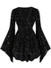 [Grande taille] Robe noire en velours col en V motif étoiles des années 1960