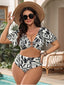 [Grande taille] Ensemble bikini fleurs tropicales noir et blanc années 1950