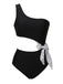 Maillot de bain patchwork nœuds pois taille creux années 1940