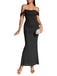 Robe Maxi Bodycon Uni Épaule Dénudée Année 1930