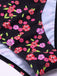 Ensemble tankini noir à lacets et petites fleurs des années 1940