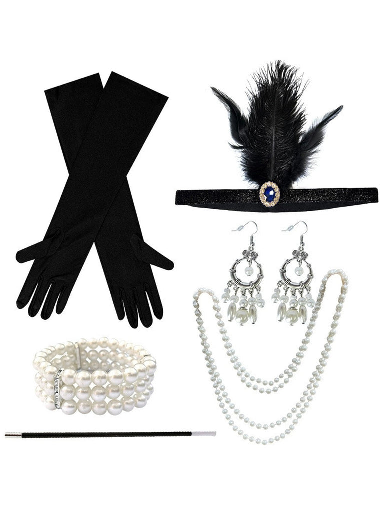 6PCS Ensemble d'Accessoires de Costume de Flapper des Années 1920