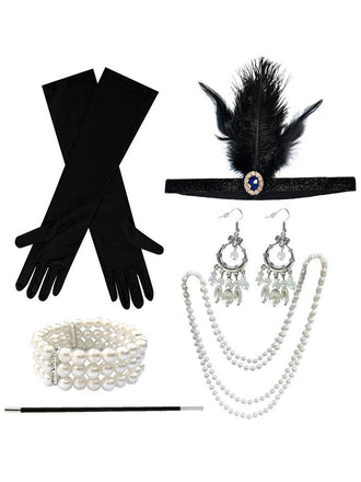 6PCS Ensemble d'Accessoires de Costume de Flapper des Années 1920